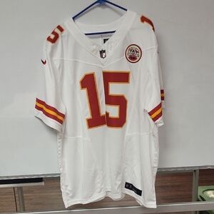 Mahomes NFL White Jersey with Red and Blue Logo